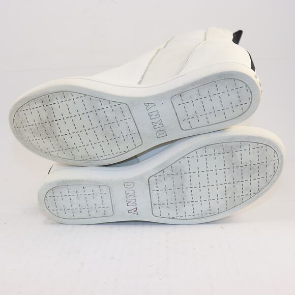 DKNY White Leather High Top Size 8.5 Logo Pull on Wedge - Picture 5 of 6